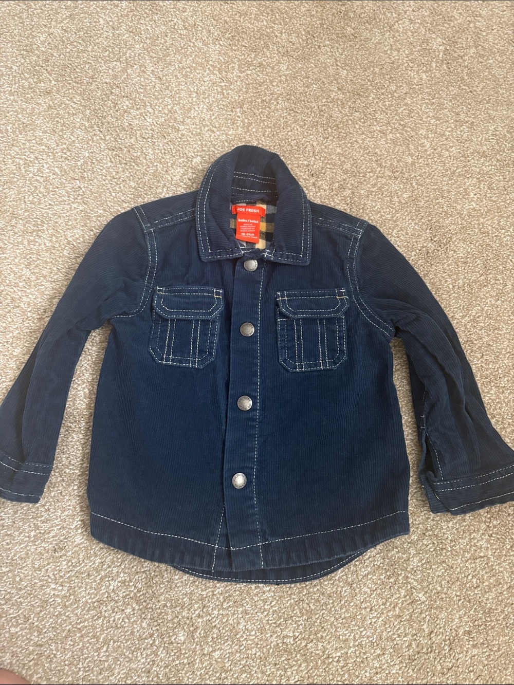 Joe Fresh Navy Blue Corduroy Kids Jean Jacket